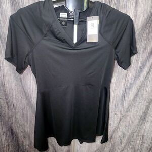 Copper Life Women's Black Fitness Running Athletic Top V‎ Neck Size XL